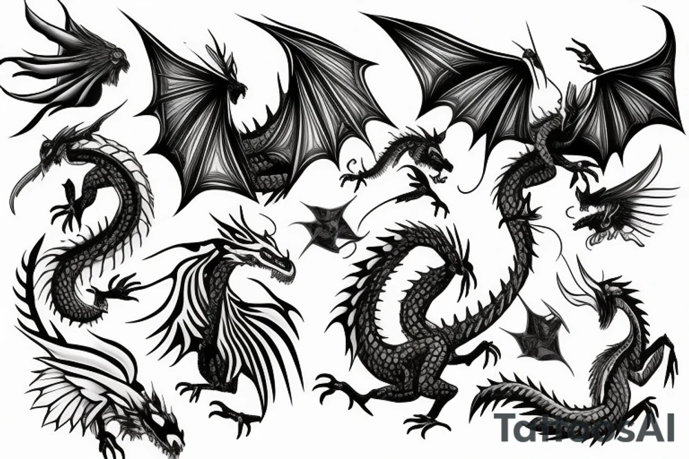 dragon with wings tattoo idea