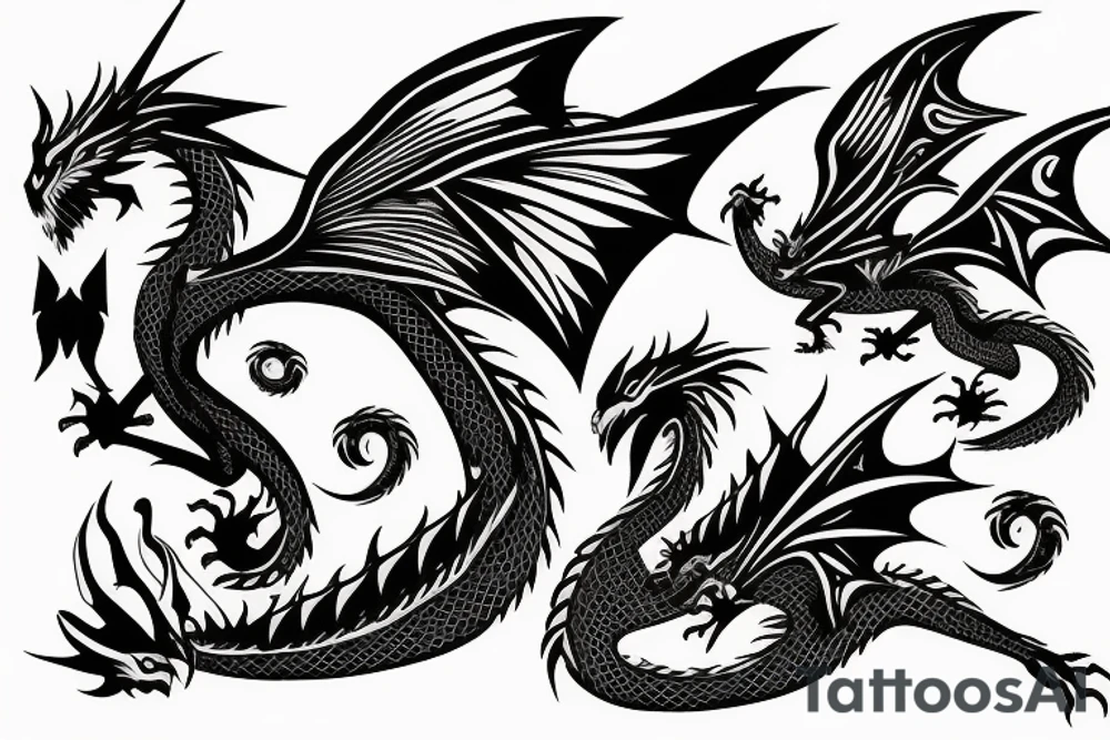dragon with wings tattoo idea