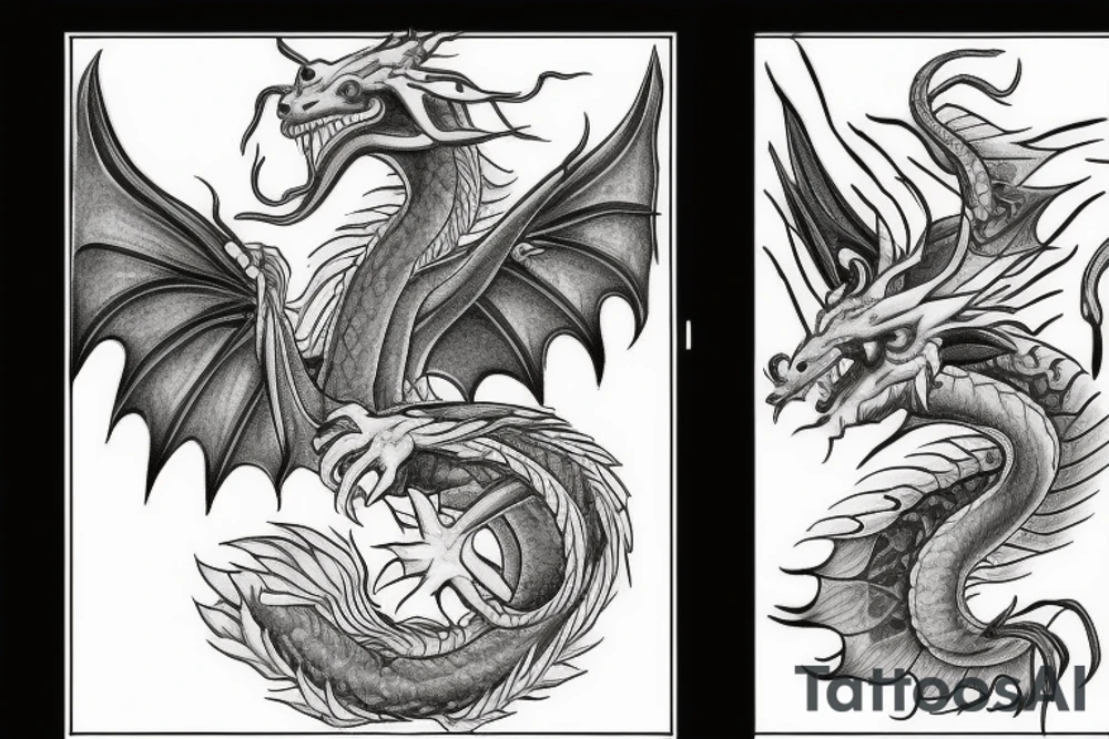 dragon with wings tattoo idea