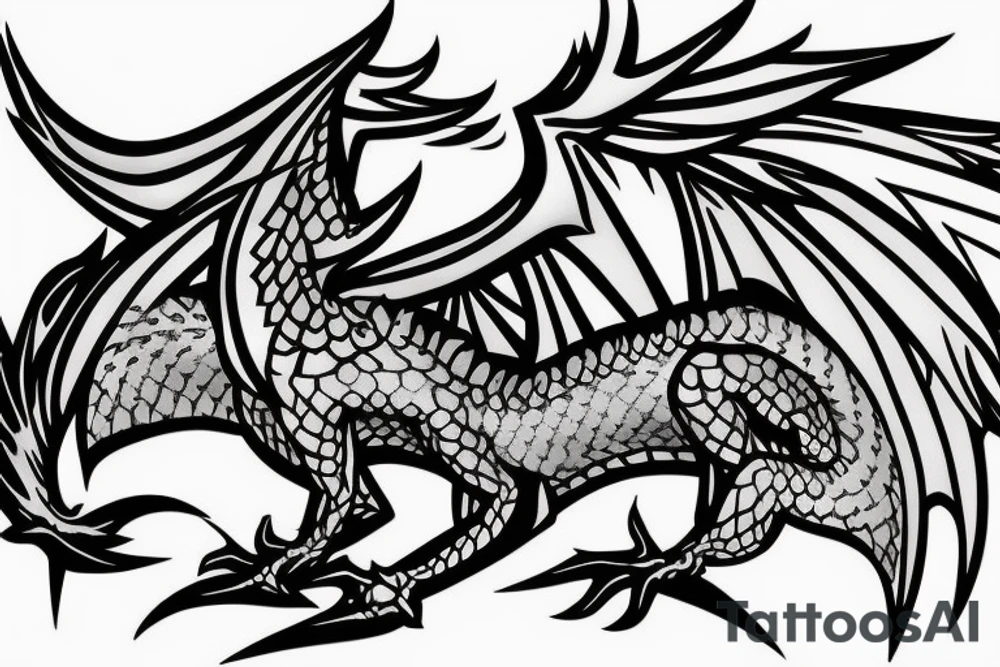 dragon with wings tattoo idea