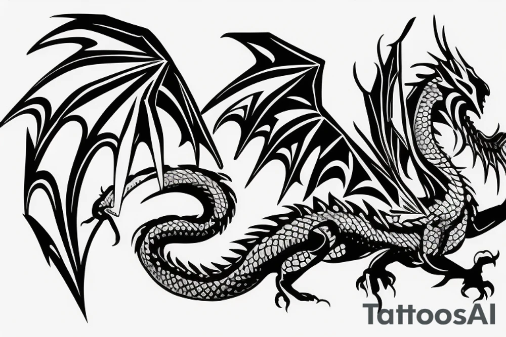 dragon with wings tattoo idea