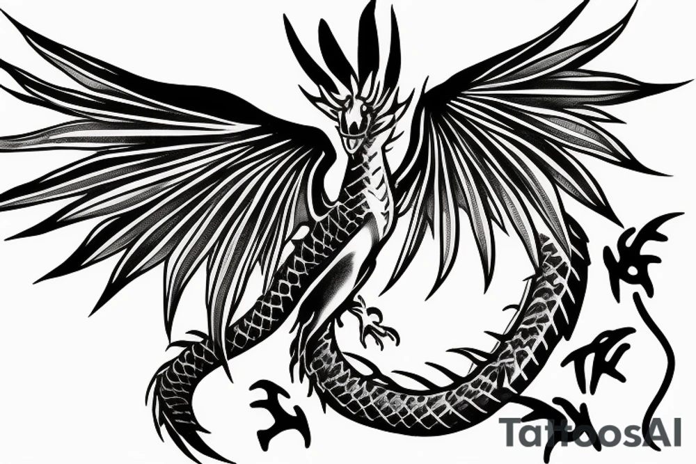 dragon with wings tattoo idea