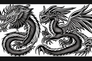 dragon with wings in full color tattoo idea
