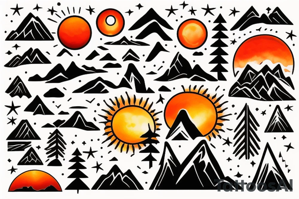 sunset in the mountains tattoo idea