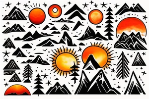 sunset in the mountains tattoo idea