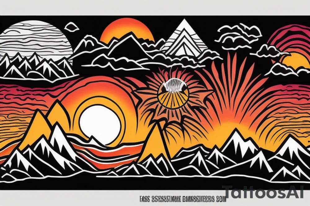 sunset in the mountains tattoo idea