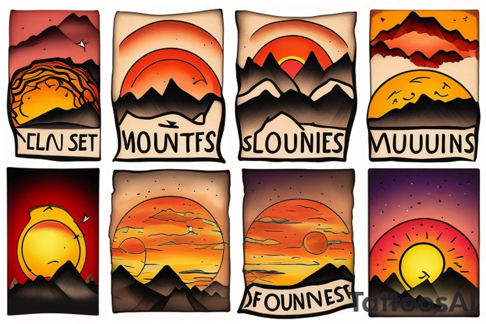sunset in the mountains tattoo idea