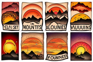 sunset in the mountains tattoo idea