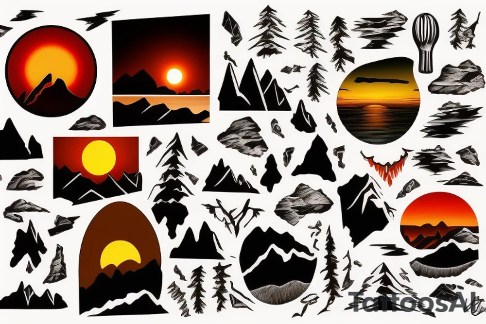 sunset in the mountains tattoo idea