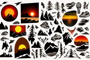 sunset in the mountains tattoo idea