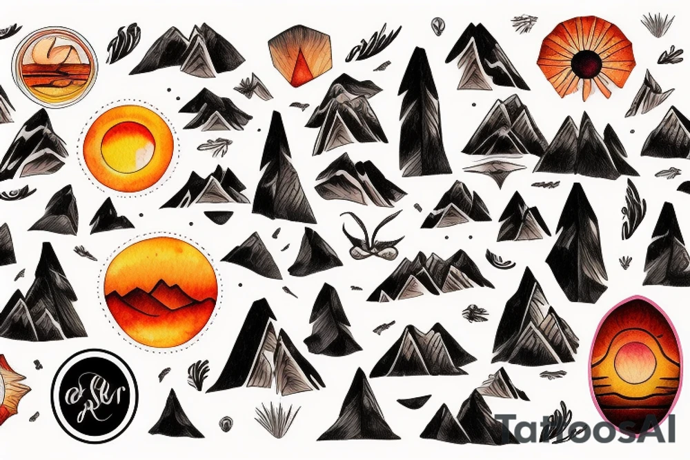 sunset in the mountains tattoo idea