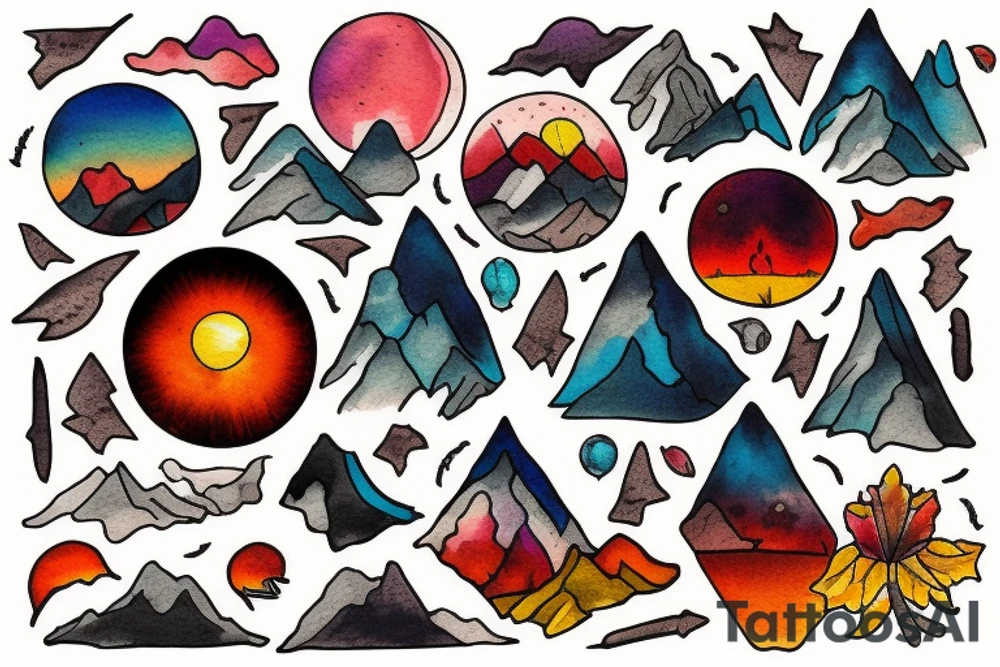 sunset in the mountains tattoo idea