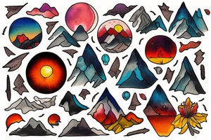 sunset in the mountains tattoo idea