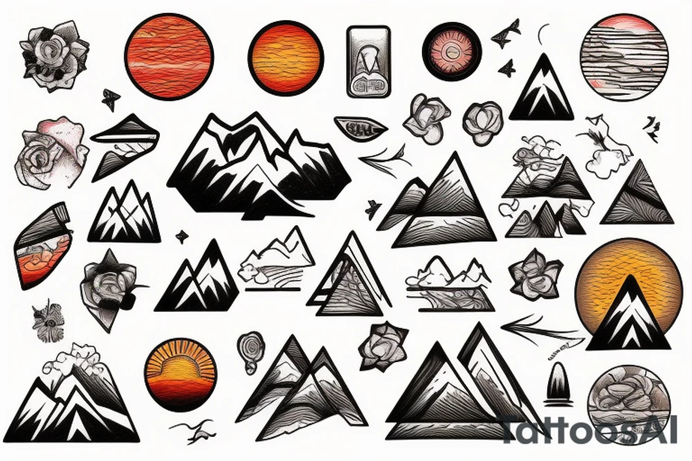 sunset in the mountains tattoo idea