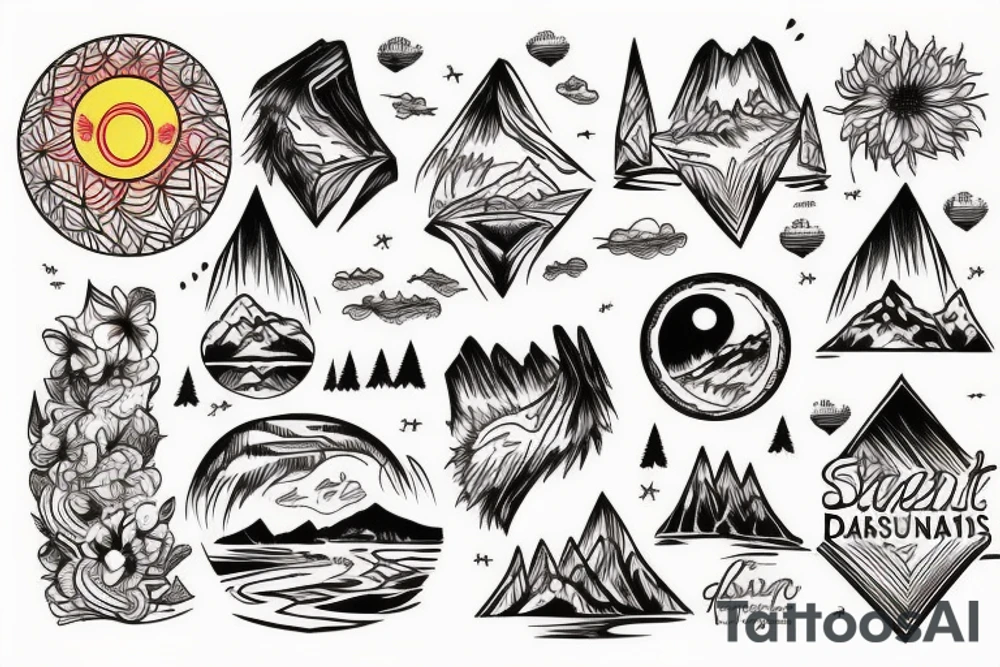 sunset in the mountains tattoo idea