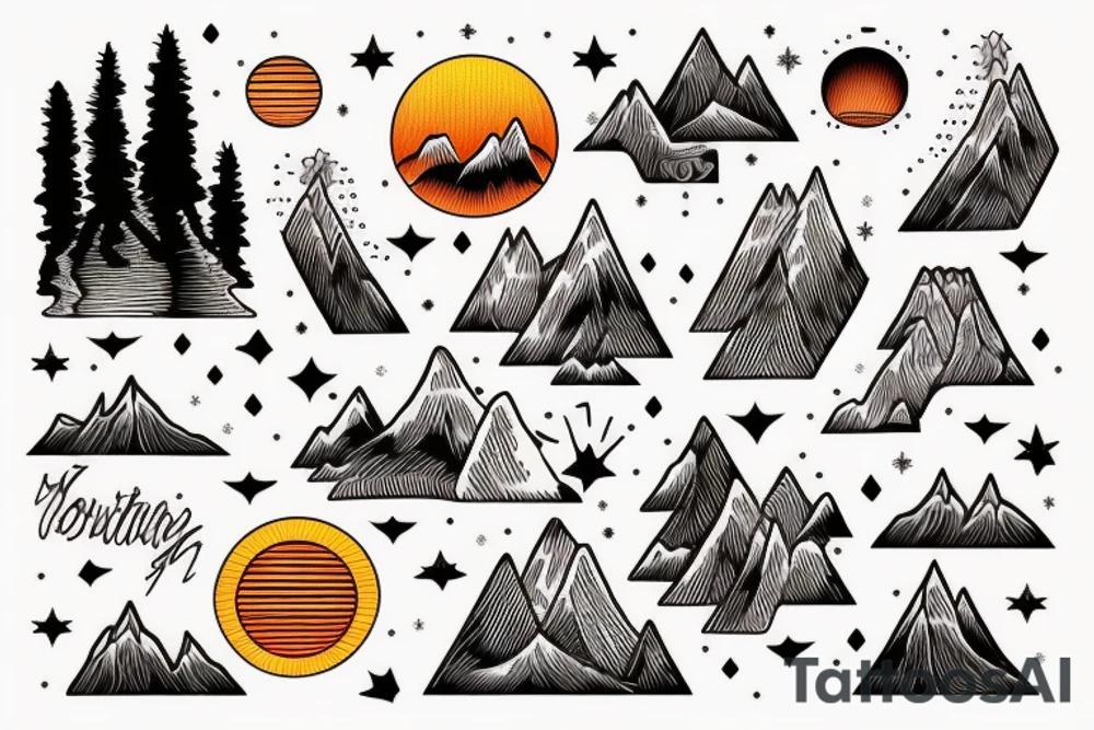 sunset in the mountains tattoo idea