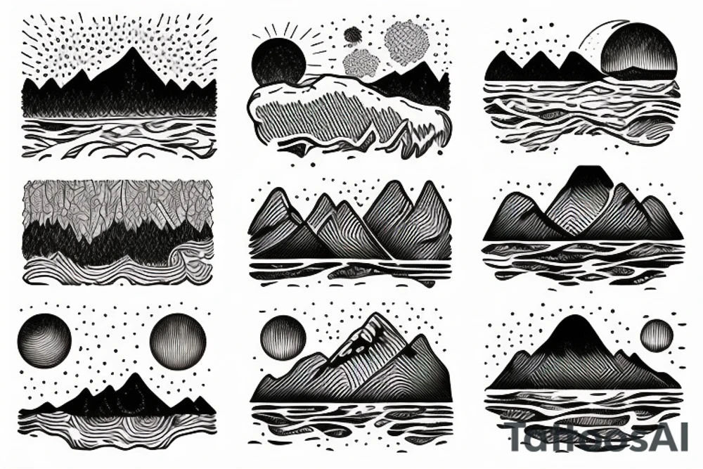 sunset in the mountains tattoo idea