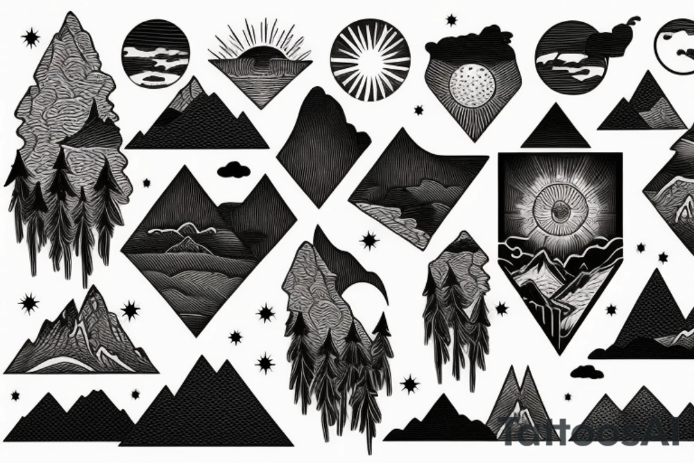 sunset in the mountains tattoo idea