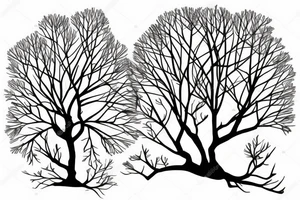 arbre solitaire avec des branches étendues et feuillues, symbolisant la stabilité et l'enracinement tattoo idea