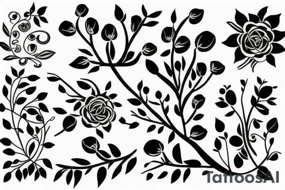 arbre entouré de fleurs colorées, représentant la beauté et la diversité de la vie tattoo idea
