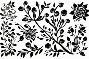 arbre entouré de fleurs colorées, représentant la beauté et la diversité de la vie tattoo idea