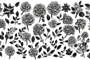 arbre entouré de fleurs colorées, représentant la beauté et la diversité de la vie tattoo idea