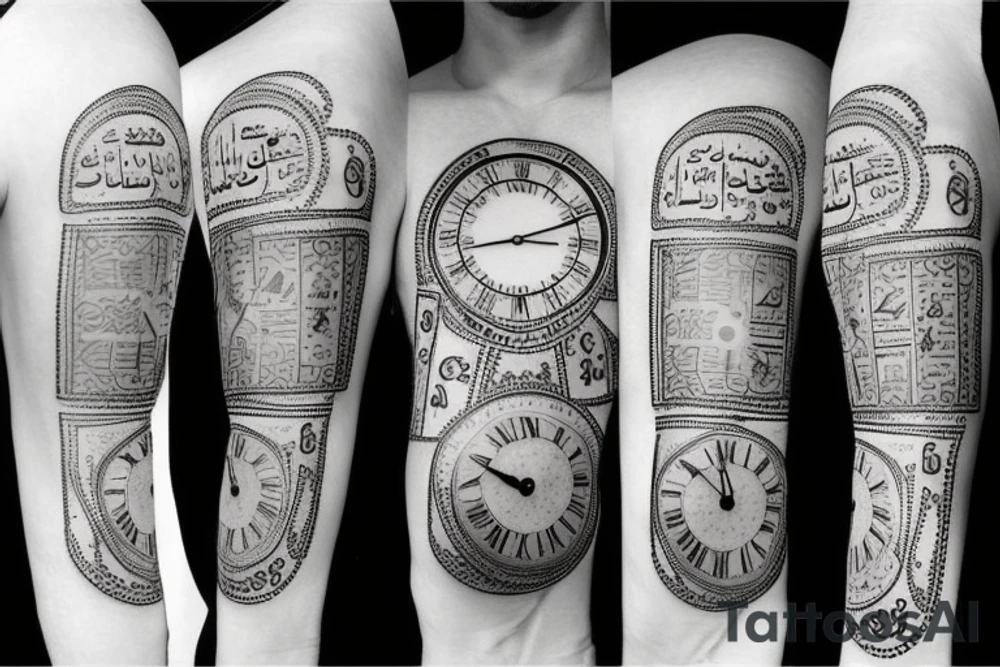 clock face with arabic numerals tattoo idea