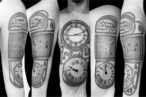 clock face with arabic numerals tattoo idea