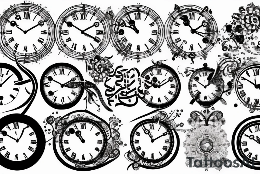 clock face with arabic numerals tattoo idea