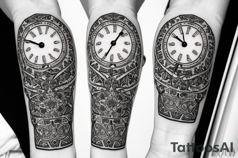 clock face with arabic numerals tattoo idea