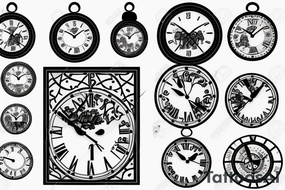 clock face with arabic numerals tattoo idea