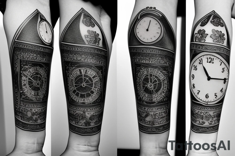 clock face with arabic numerals tattoo idea