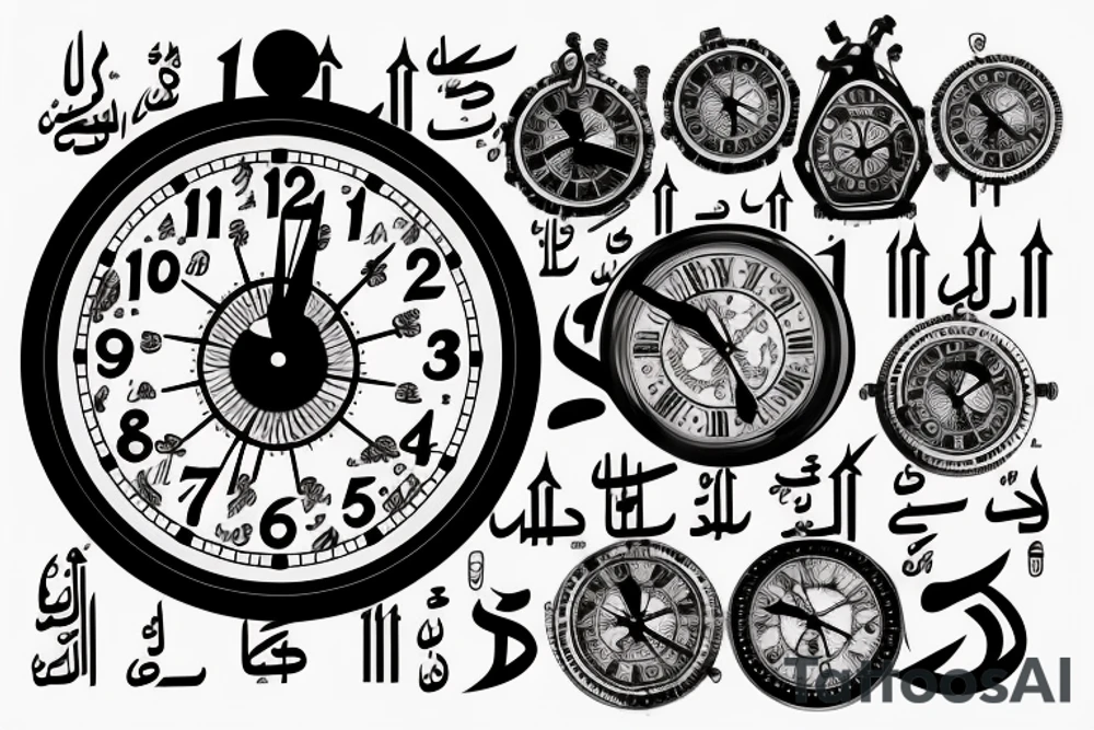 clock face with arabic numerals tattoo idea