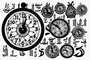 clock face with arabic numerals tattoo idea