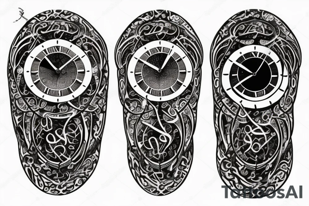 clock face with arabic numerals tattoo idea