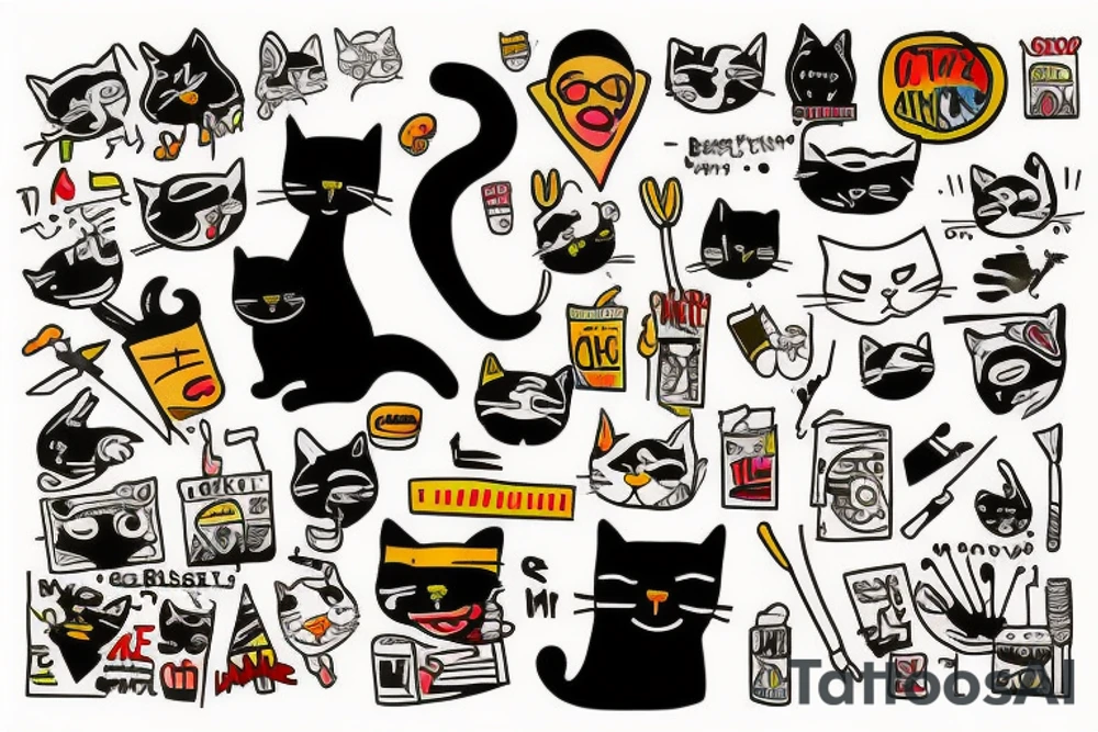a cat,Basquiat tattoo idea