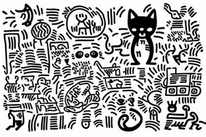 1cat, cute, (best quality) tattoo idea
