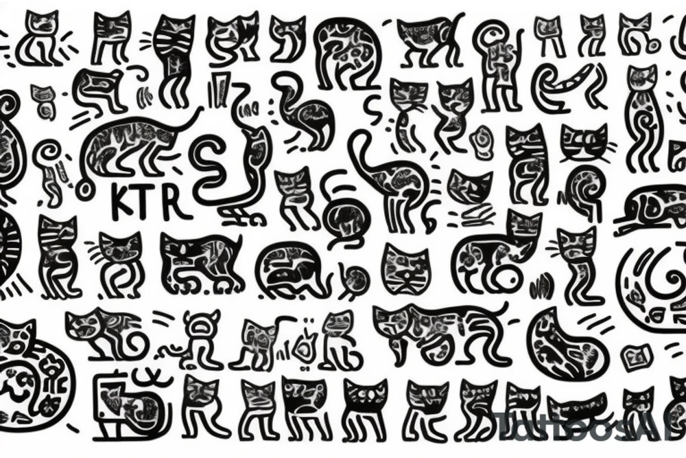 1cat, cute, (best quality) tattoo idea