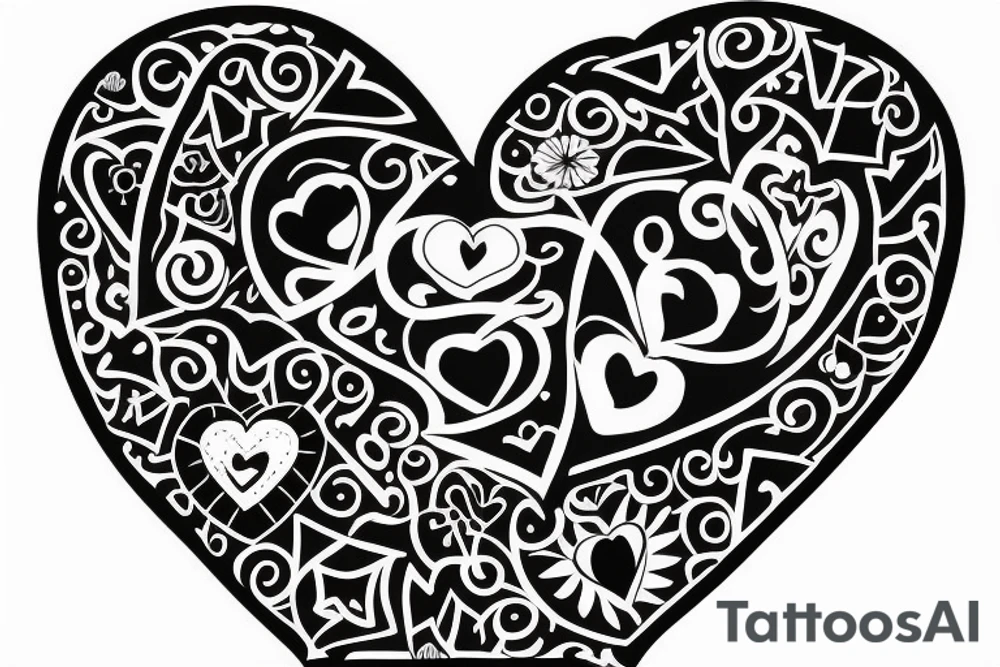 Heart, cute, (best quality) tattoo idea