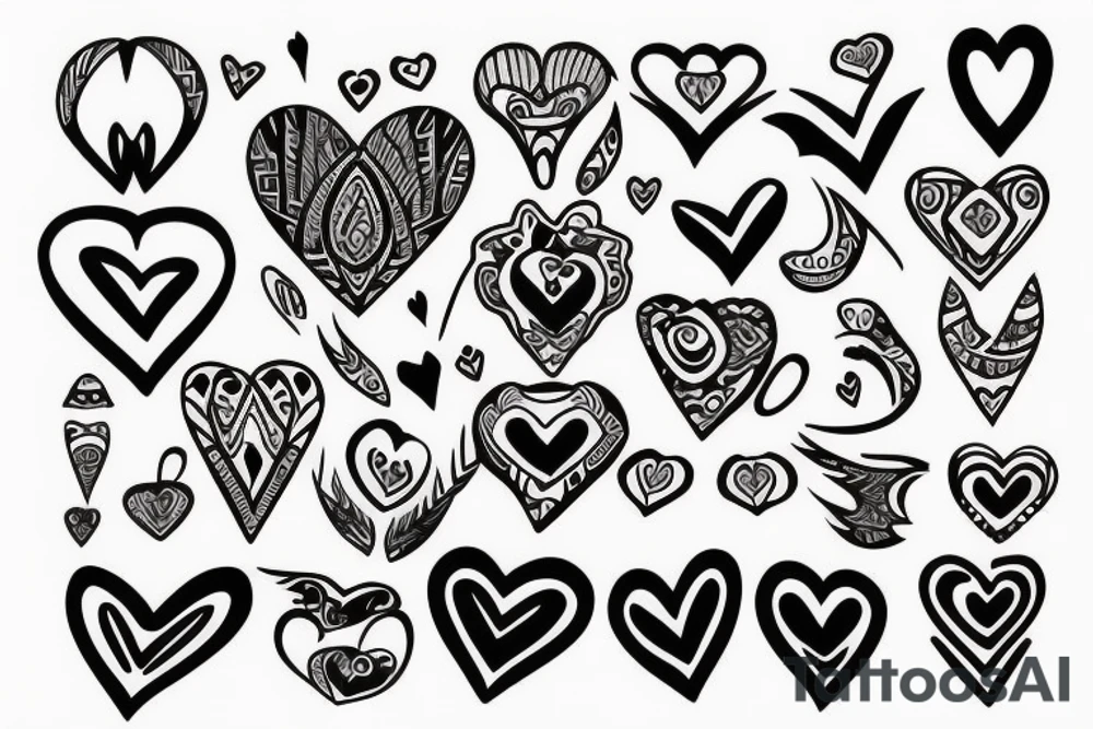Heart, cute, (best quality), (simple line) tattoo idea