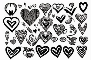 Heart, cute, (best quality), (simple line) tattoo idea