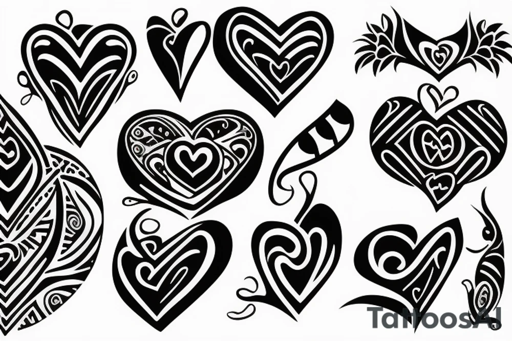 Heart, cute, line, (best quality) tattoo idea