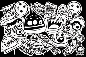 A monster with a caps on his head tattoo idea