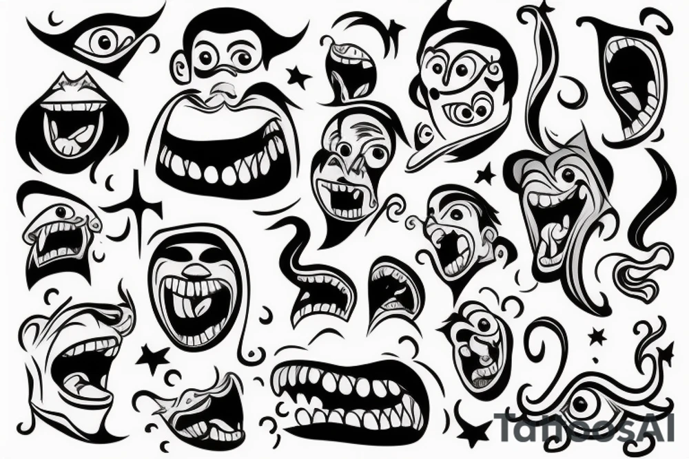 A monster smiling tattoo idea