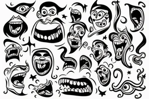 A monster smiling tattoo idea