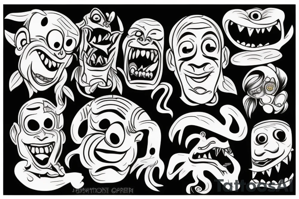 A monster smiling tattoo idea