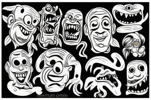 A monster smiling tattoo idea