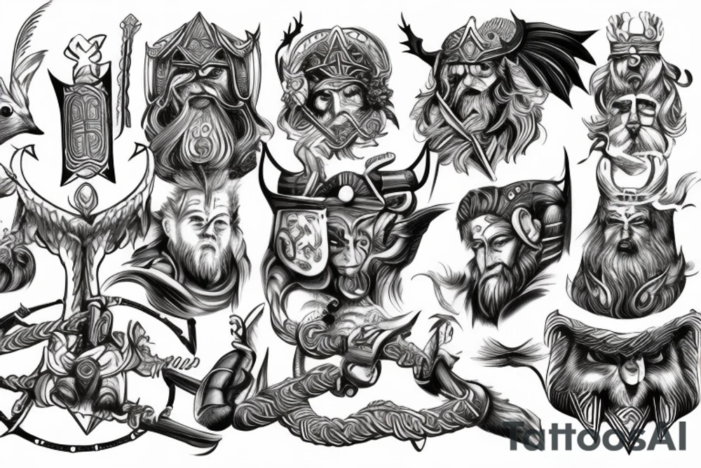 The god Odin in battle tattoo idea