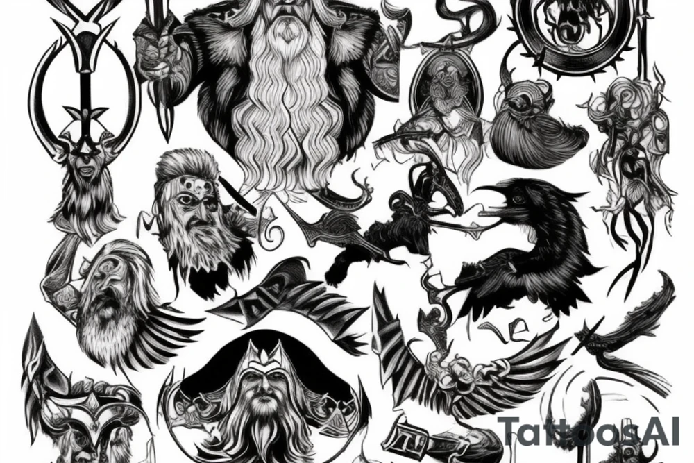 The god Odin in battle tattoo idea