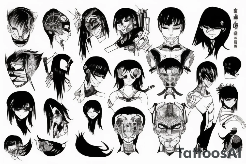 Manga cyborg tattoo idea